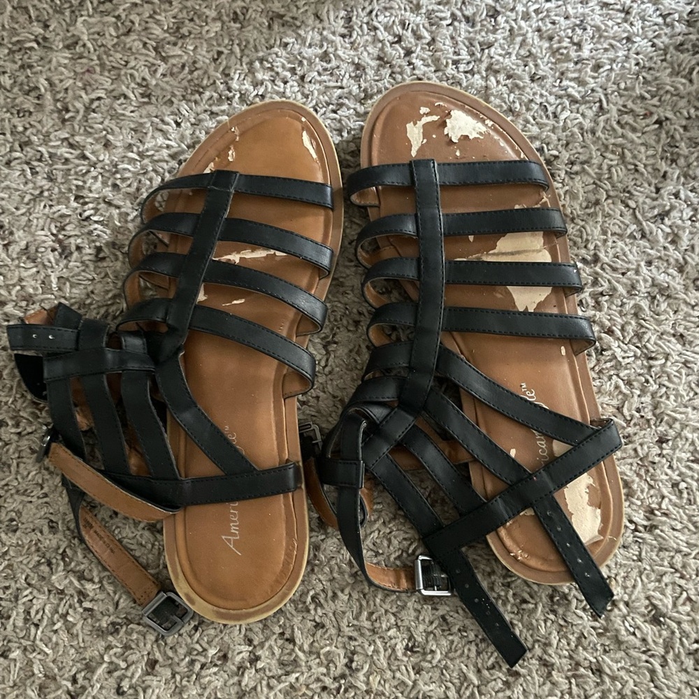 Black Strappy Sandals for Women